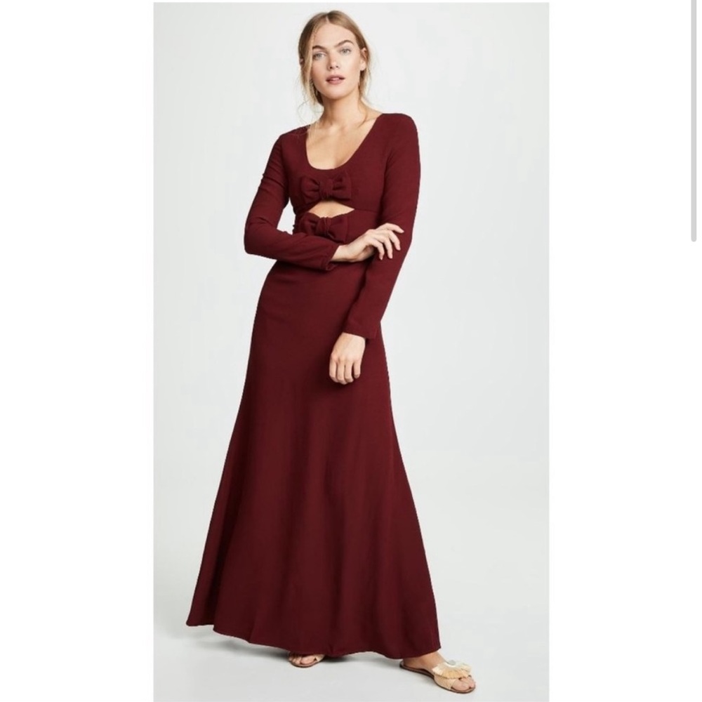 LSTAUD Lido Maxi Bow Cutout Dress Garnet